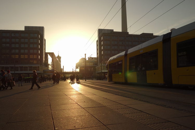 View of buildings at sunset