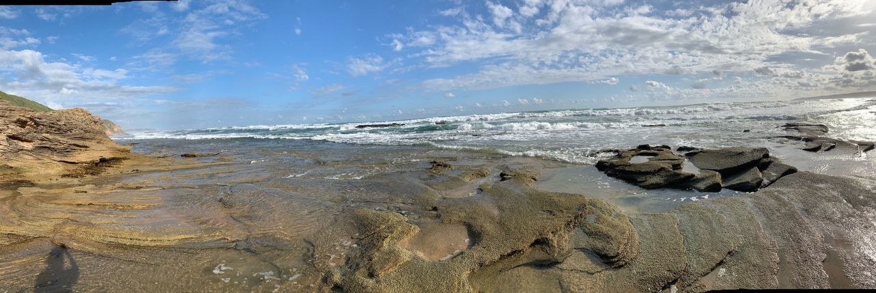 Scenic view of beach against sky