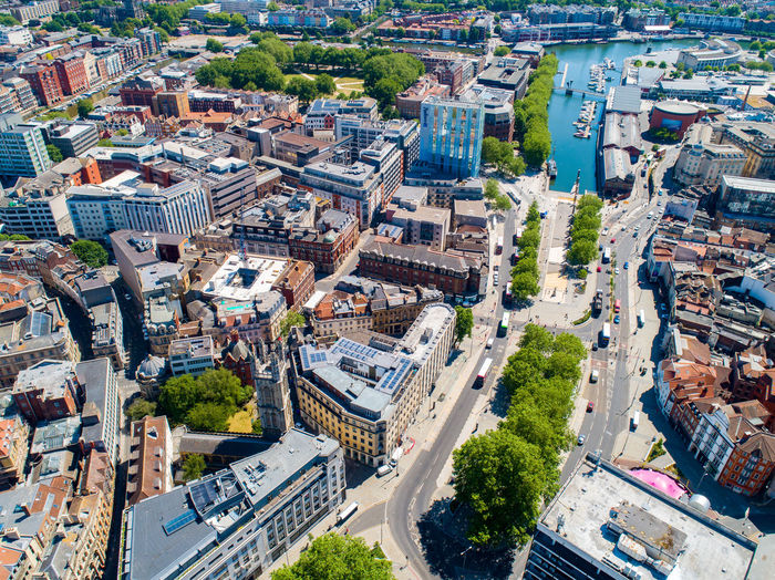 Aerial view of bristol city centre