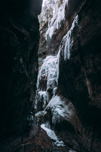 Rock formations in a waterfall