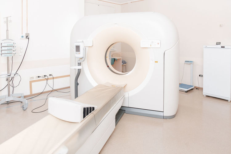 Medical ct or mri scan in the modern hospital laboratory. interior of radiography 
