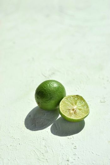 High angle of citrus lime in harsh light