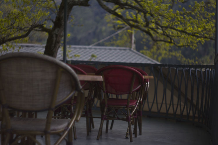 Empty chairs and tables