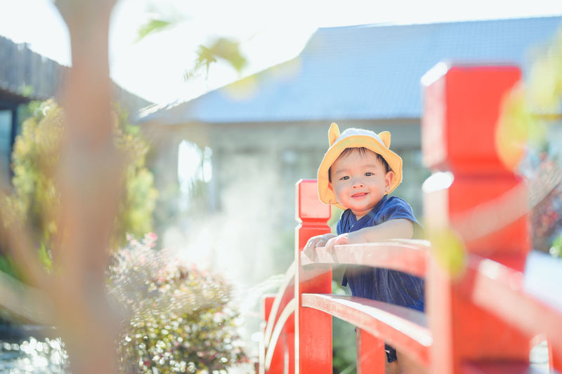 Portrait of cute boy outdoors