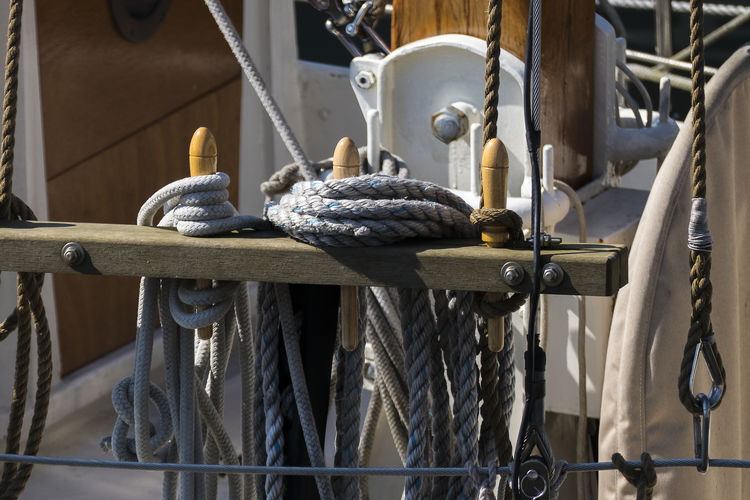 Close-up of ropes on boat
