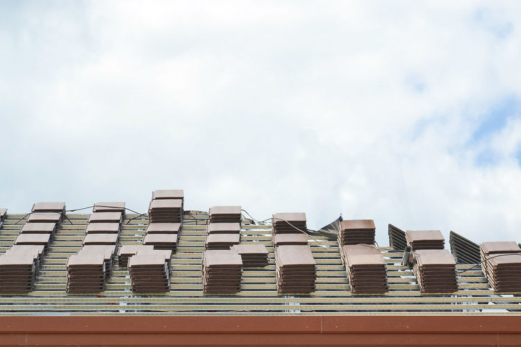 Low angle view of residential building against sky