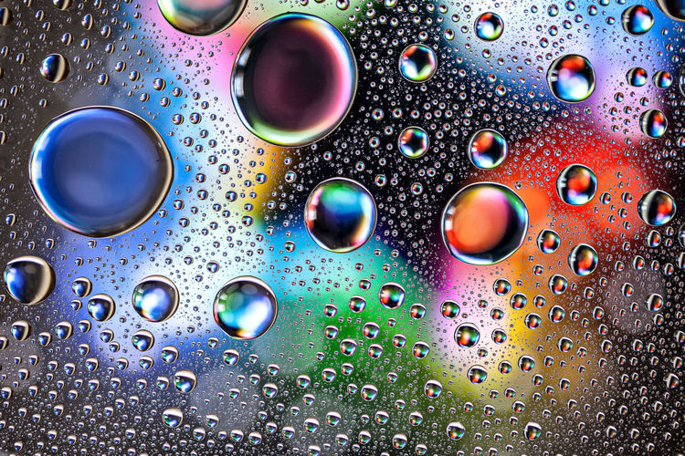 Detail shot of waterdrops on glass