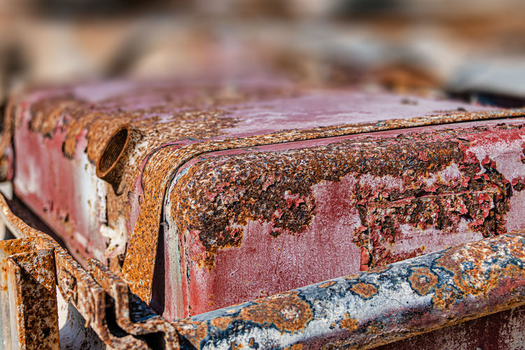 Close-up of rusty fuel tank