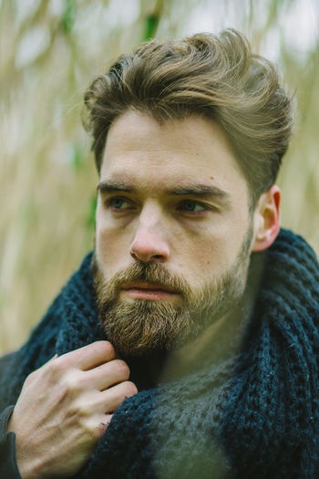 Close-up portrait of bearded man