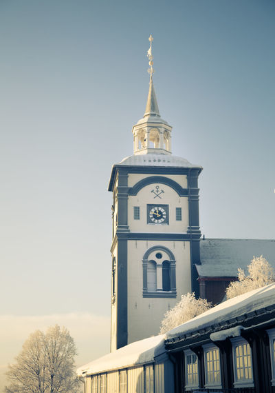 Low angle view of church against clear sky