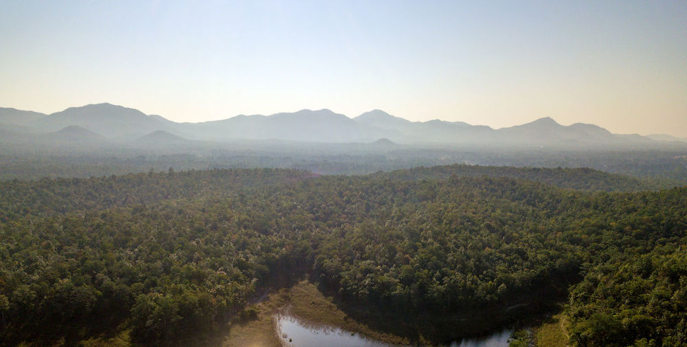 Scenic view of mountains against clear sky