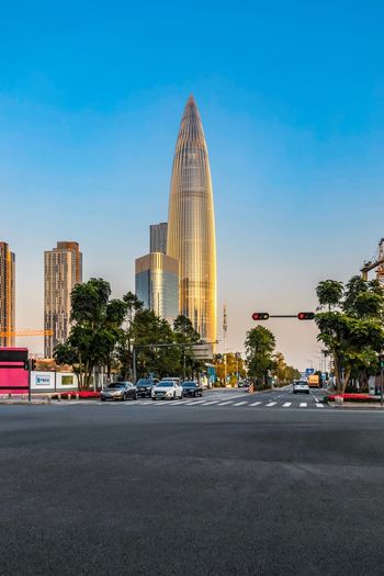 View of city buildings against sky