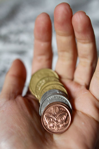 Cropped hand holding coins