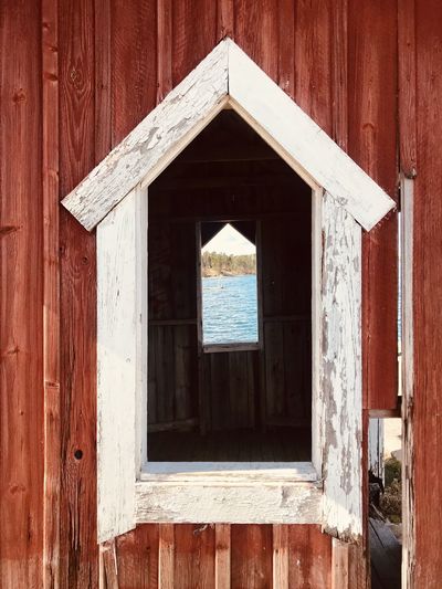Wooden door of building