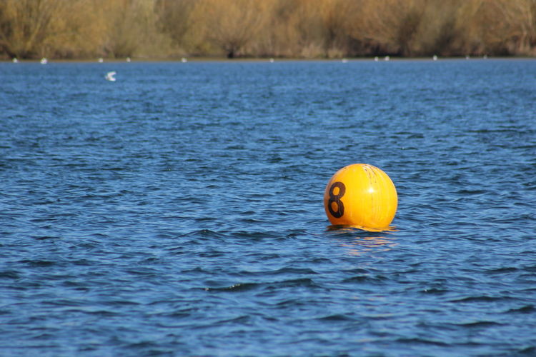 Close-up of yellow ball in swimming pool
