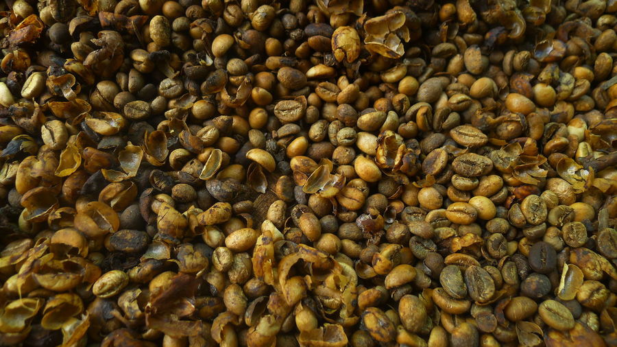 Full frame shot of unroasted coffee beans