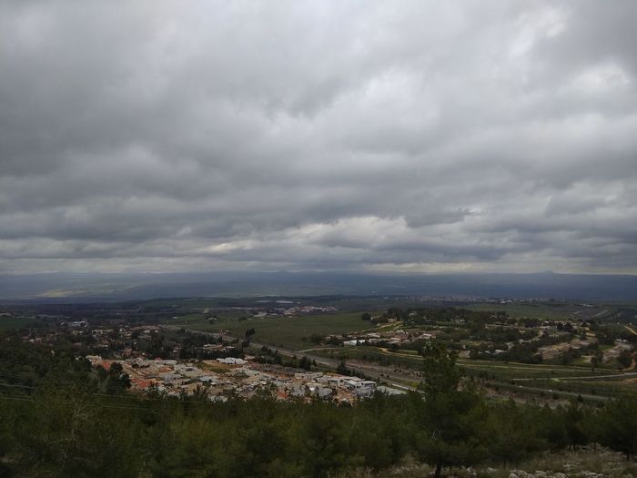 High angle view of townscape against sky