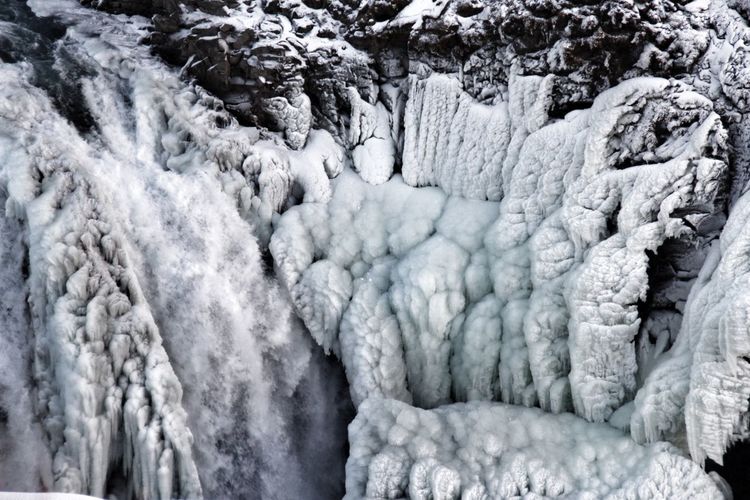 Full frame shot of frozen waterfall