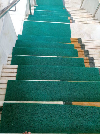 High angle view of marble steps in temple