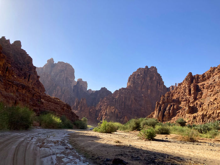 Scenic view from the valley of wadi disah in the tabuk region