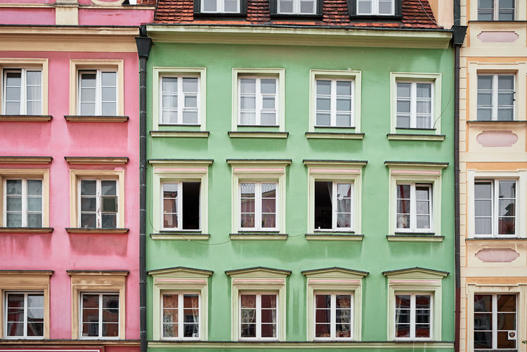 Vintage building facade with windows