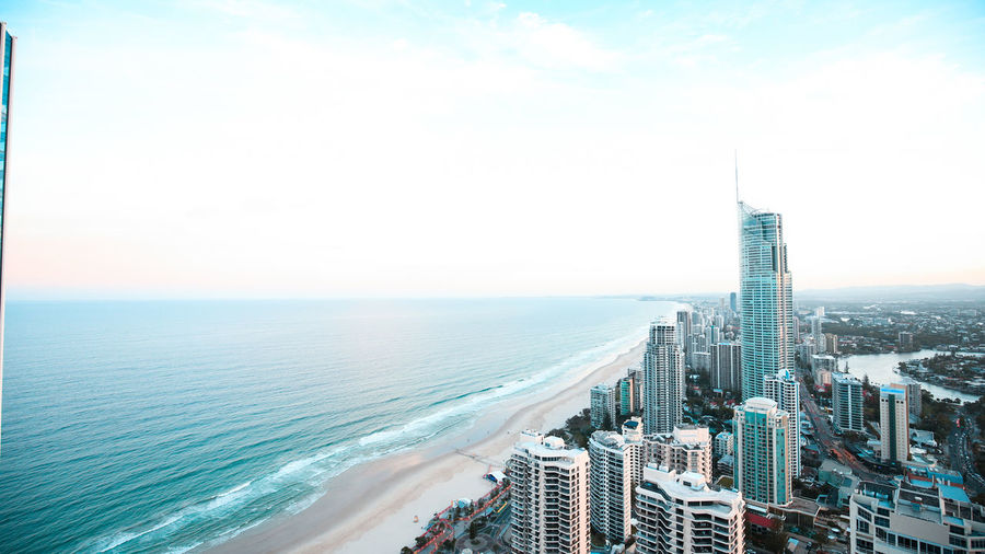 Aerial view of the gold coast waterfront
