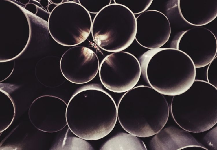 Full frame shot of stack pipes