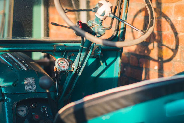 Close-up of vintage tractor