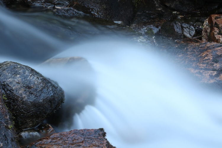 Close-up of water flowing through rocks