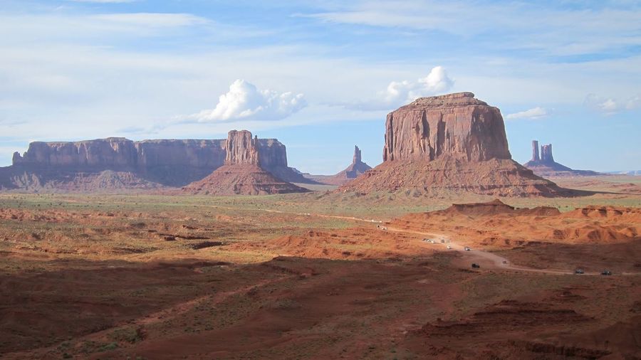 Scenic view of monument valley against sky