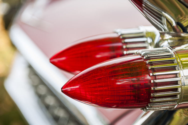 Tapered rear lights on an american vintage car of the 50s.