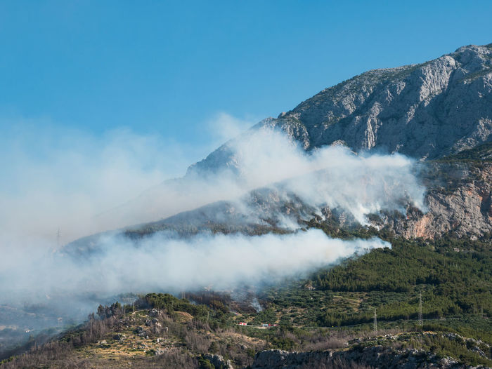 View of mountain against blue sky