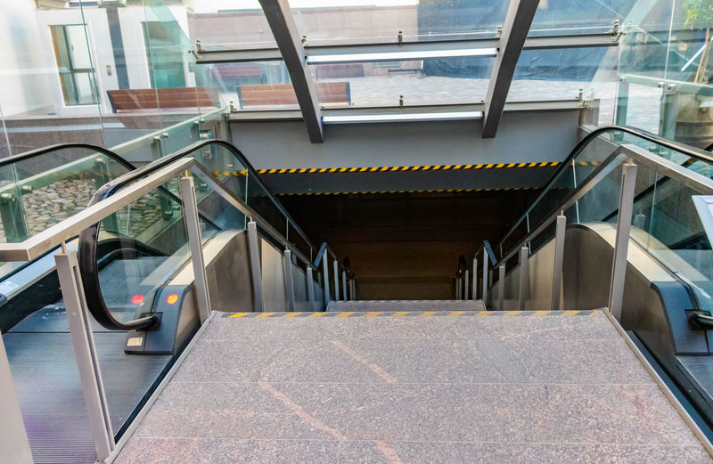 High angle view of escalator