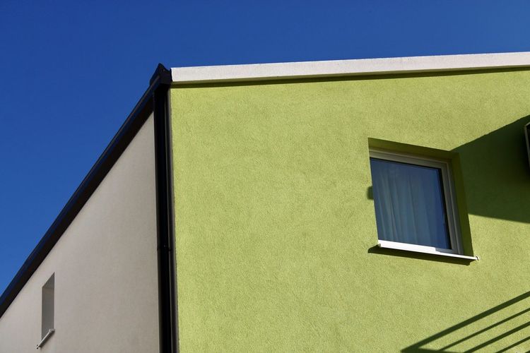 Low angle view of building against clear sky