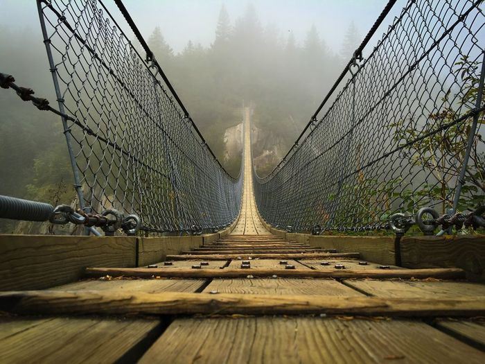 Suspension bridge against sky