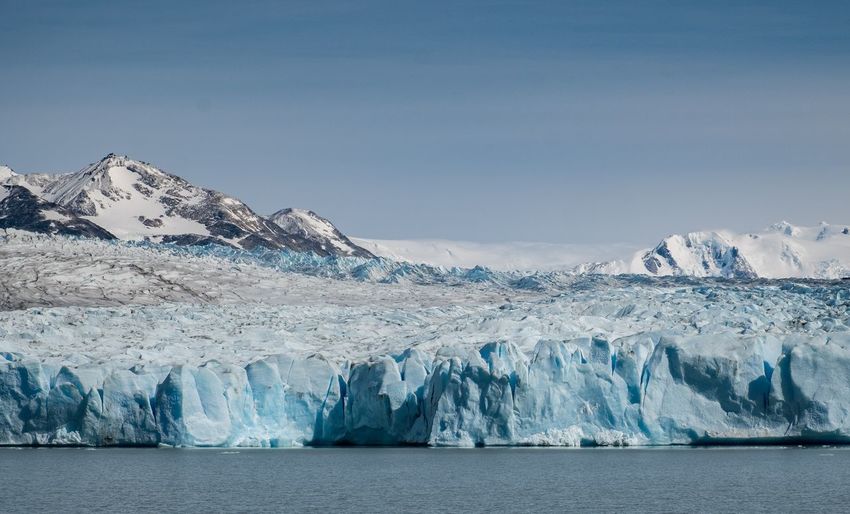 Scenic view of  a glacier against sky
