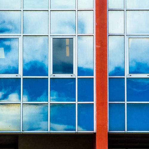 Full frame shot of blue window