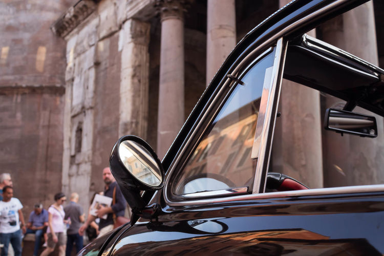 Vintage car on street in the centre of rome