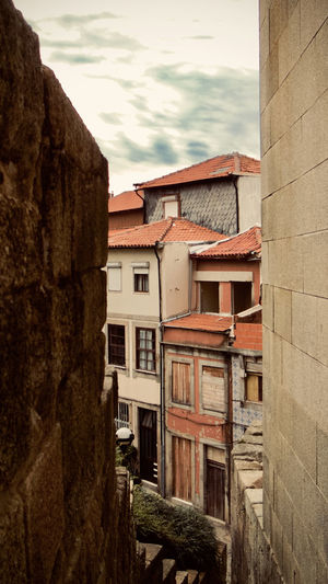 Low angle view of residential buildings against sky