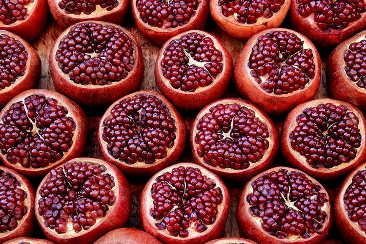 Full frame shot of pomegranate for sale in market