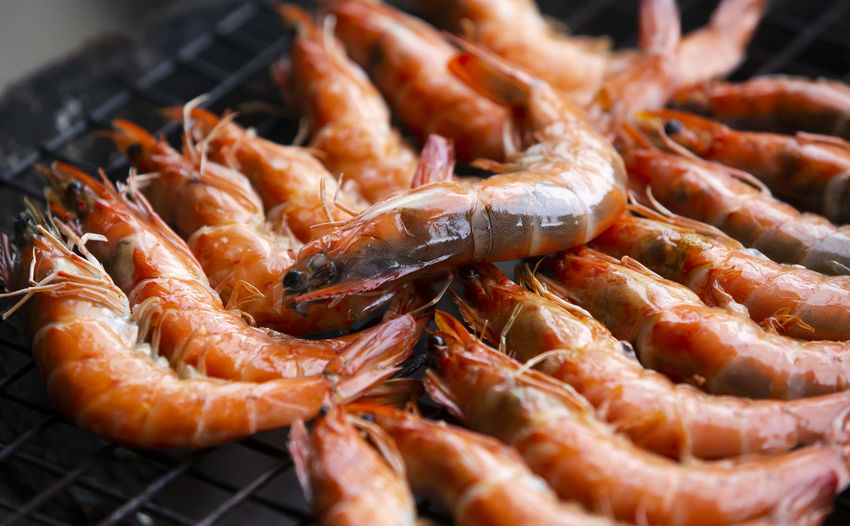 Grilled shrimp on the grill