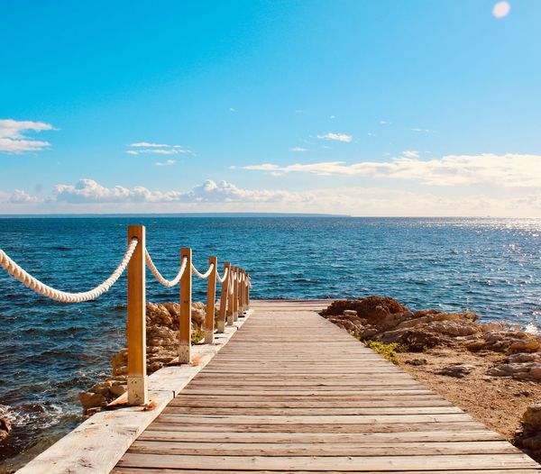 Pier over sea against sky