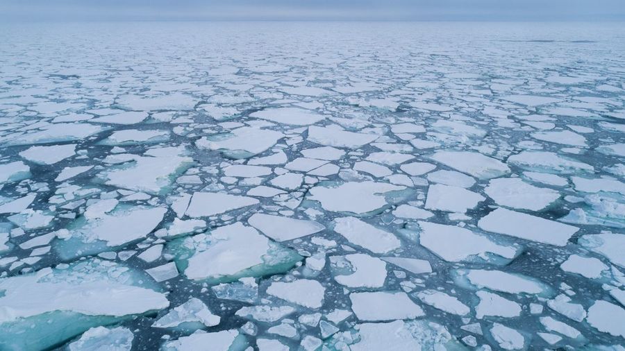 Arctic sea ice edge. fram strait. pack ice in the arctic