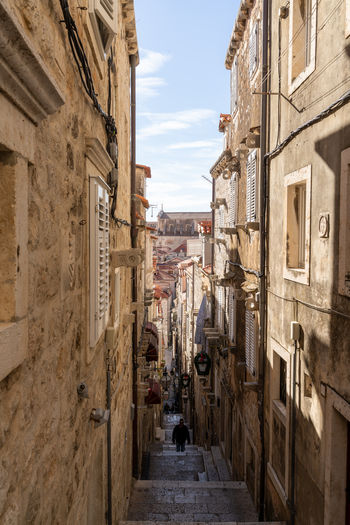 Narrow alleys and streets in the historic city center of dubrovnik