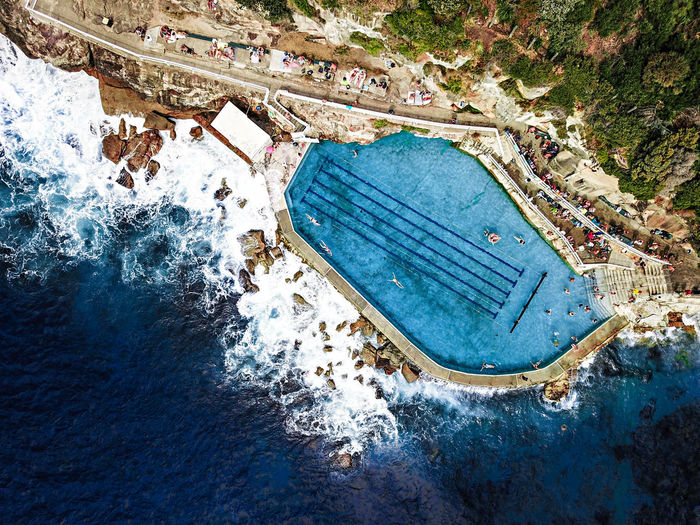 Aerial view of bronte ocean pool in sydney nsw australia