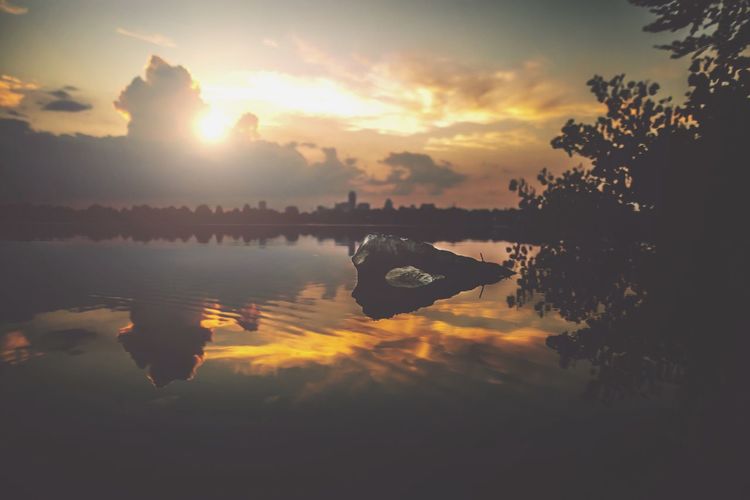 Sunset over lake