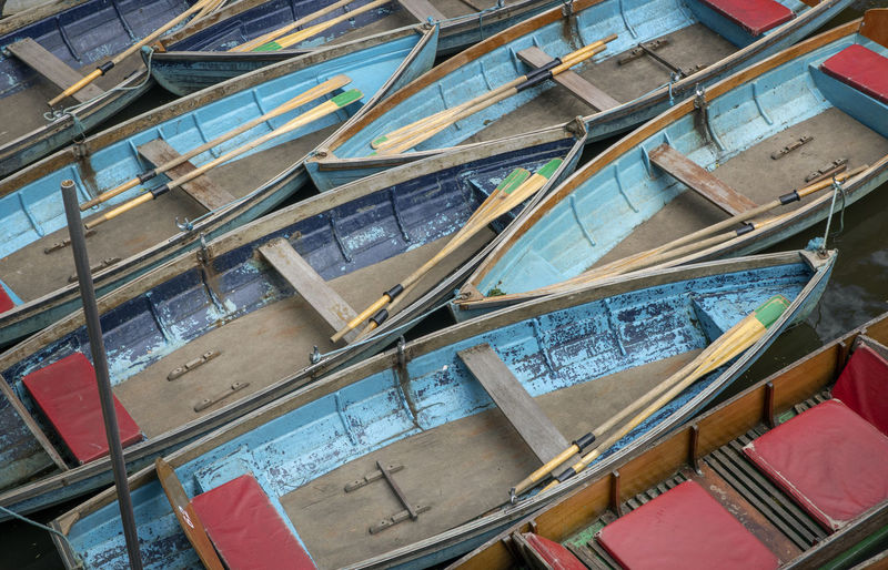 Wooden boats seen from above in oxford.