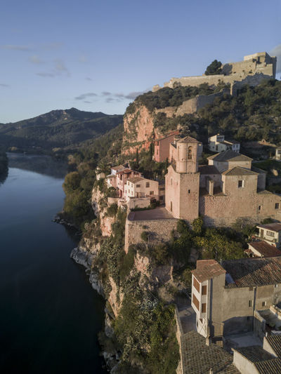Miravet castle and city over the river