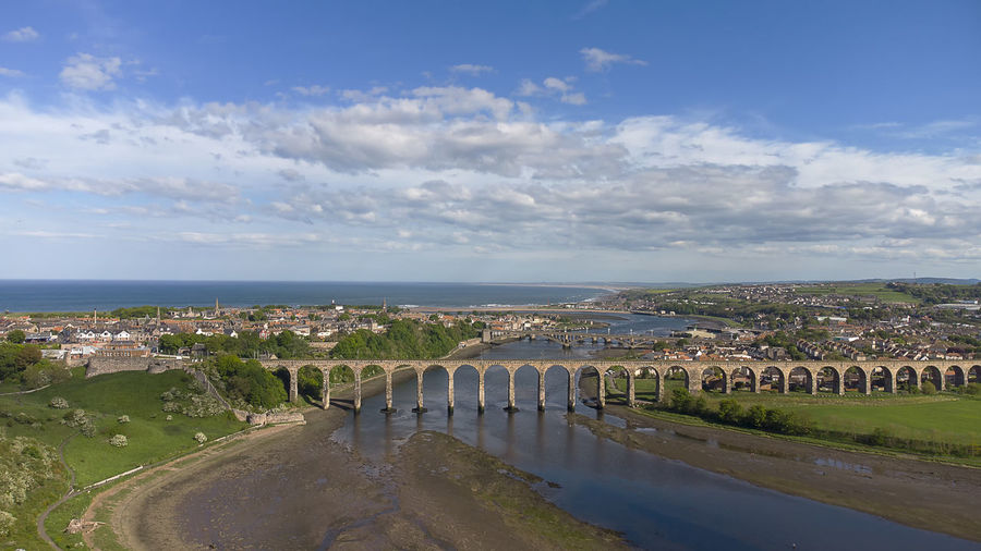 The royal border bridge spanning the river tweed in berwick, northumberland, uk