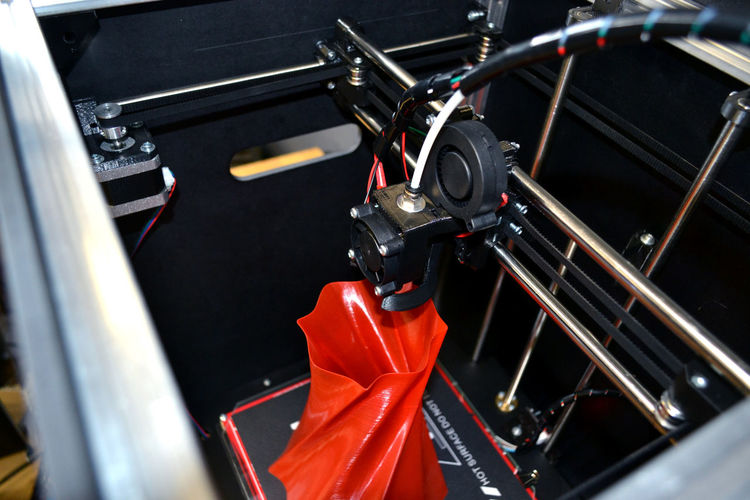 3d printer working close up. automatic three dimensional 3d printer performs plastic. 